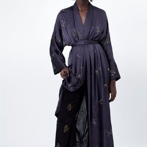Zara Beaded Kimono Dress Long Sleeve